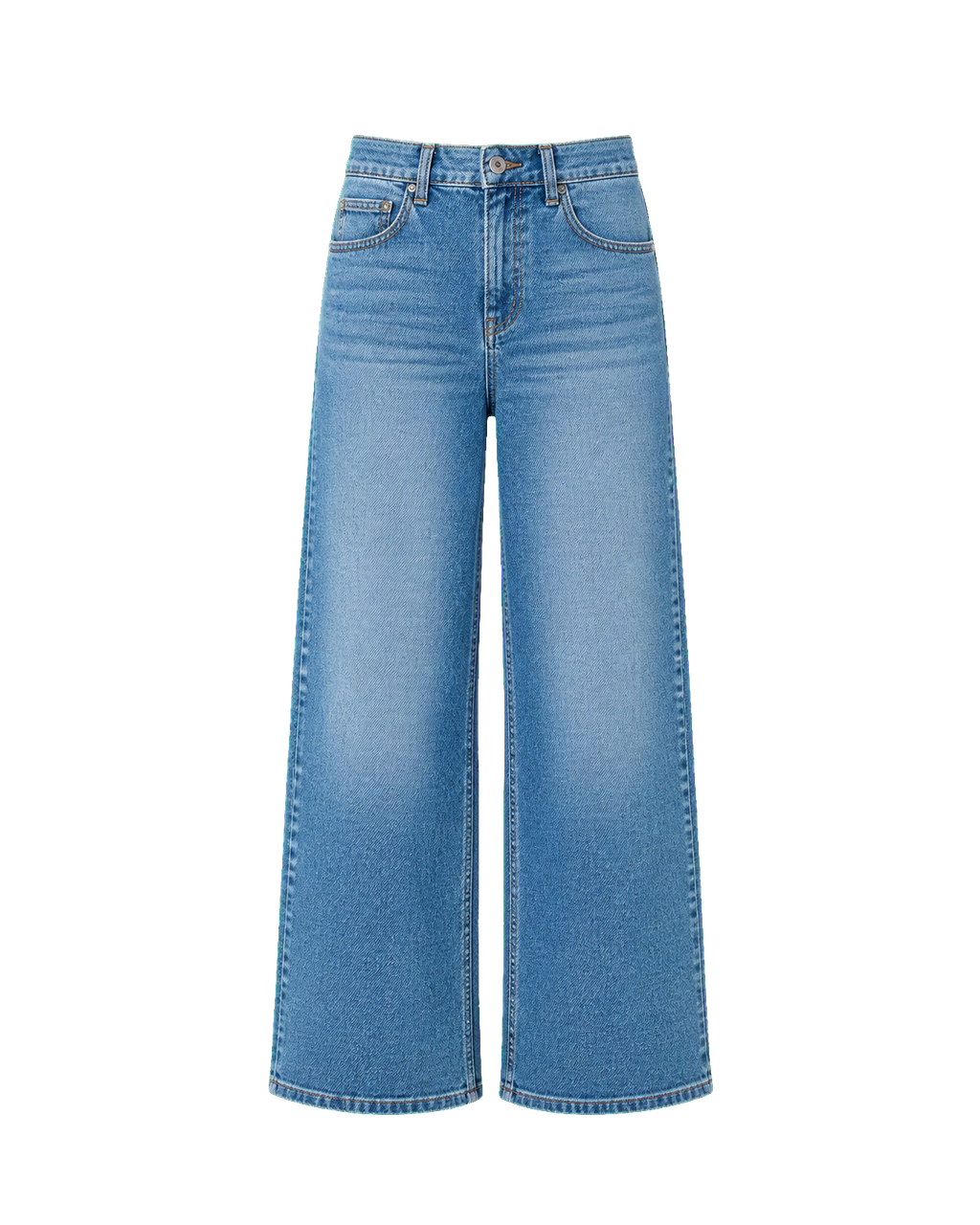 Washed Blue Wide Leg Jeans
