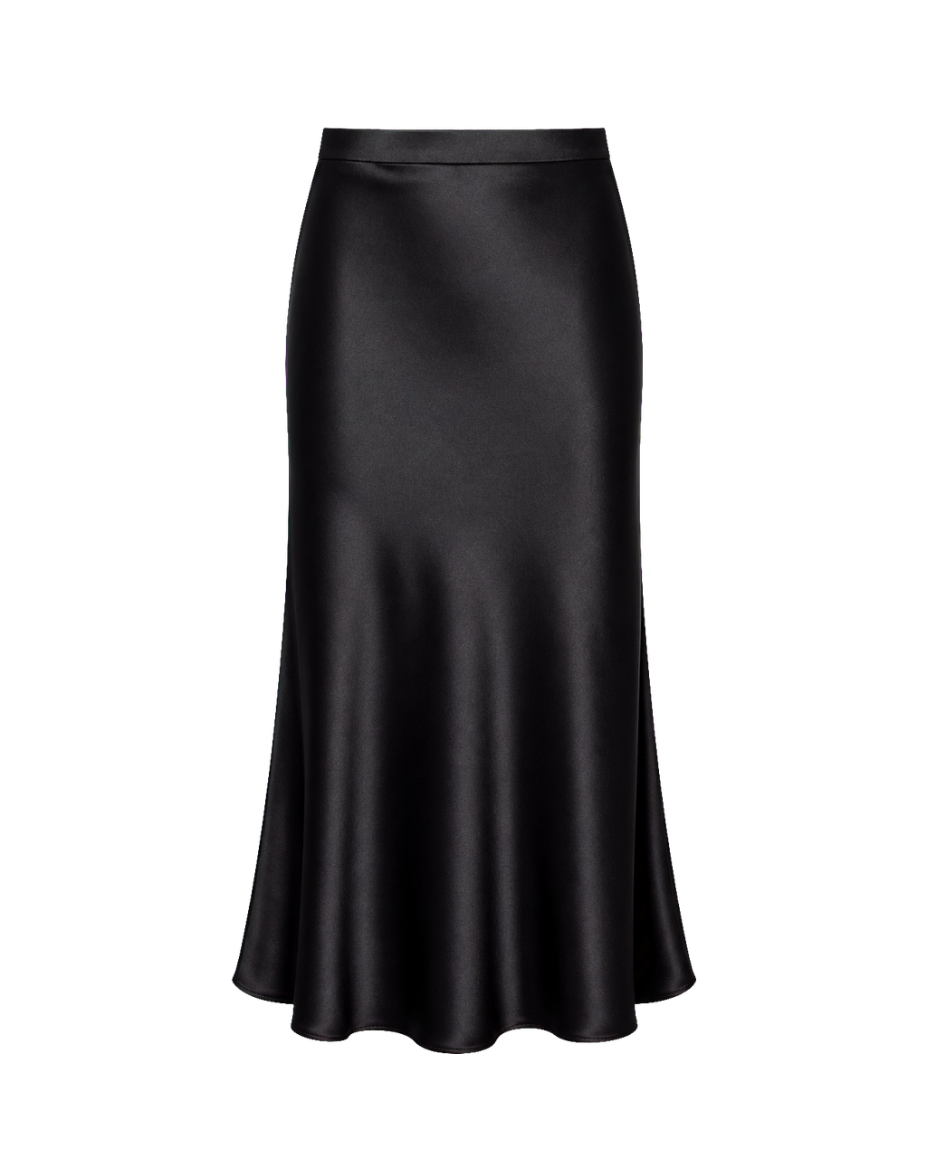 Black Satin Midi Skirt